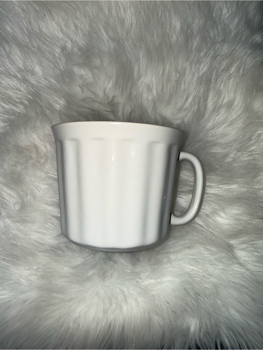 White Stoneware Coffee Mug 18oz Ribbed Paneled Cottagecore Kitchen Cozy Chic
